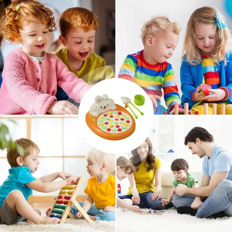 Bead Board Toys Chopstick Learning Rabbit Toy Eco-Friendly Chopstick Training Rainbow Bead Montessori Multifunctional Celebrate