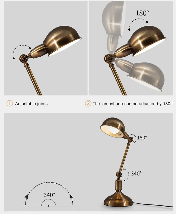 American Style Retro Light Luxury Eye Care Table Lamp Creative Learning Desk Lamp European Style Living Room Bedroom BedsideLamp