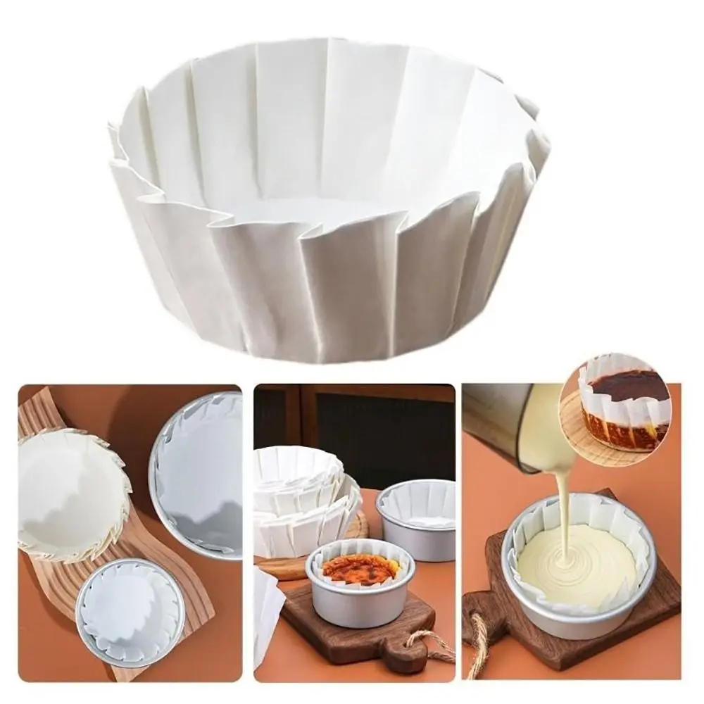 50Pcs Kitchen Baking Baking Papers Cake Wrap 4/6/8inch Basques Cake Paper Oilproof Foldless Disposable Cupcake Liner