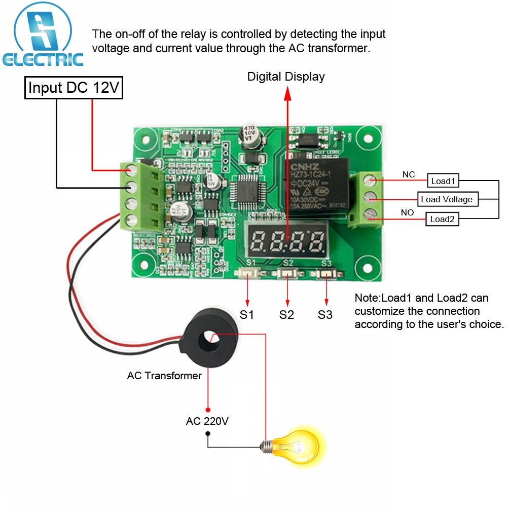 AC Current Detector 10A Transformer Electrical Overload/Overcurrent Protector