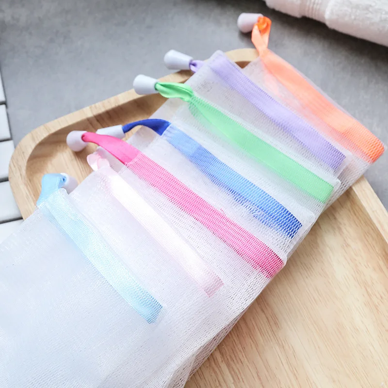 Double-layer Soap Saver Bag Quickly Foam Drawstring Design Non-slip Portable Handmade Soap Foaming Net for bath brush reuse