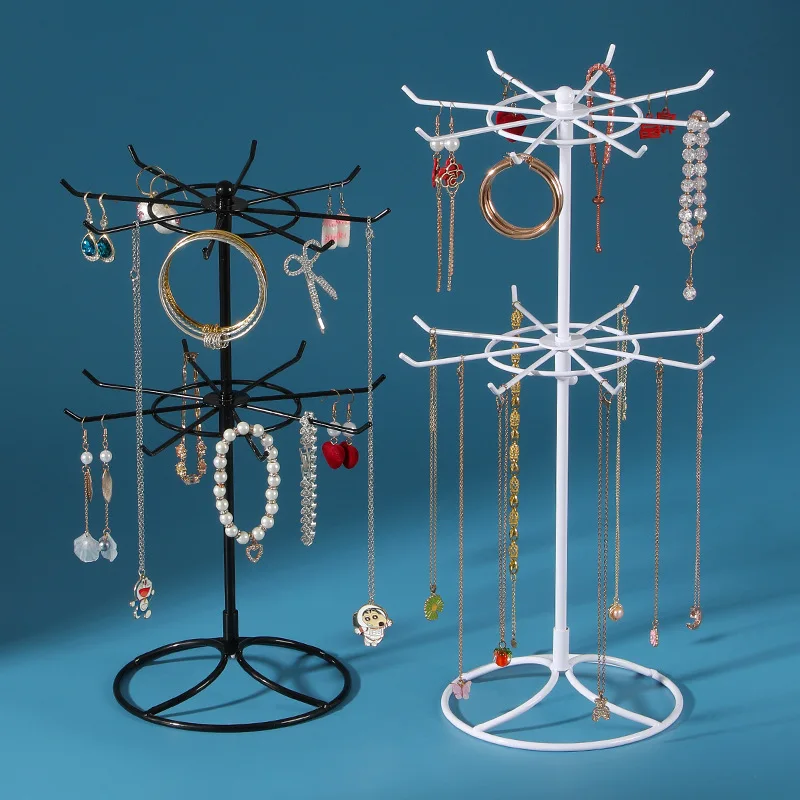 

Metal Double-Layer Jewelry Display Stand Necklace Bracelet String Hanger Hair Accessories Rack Jewelry Storage Organizer