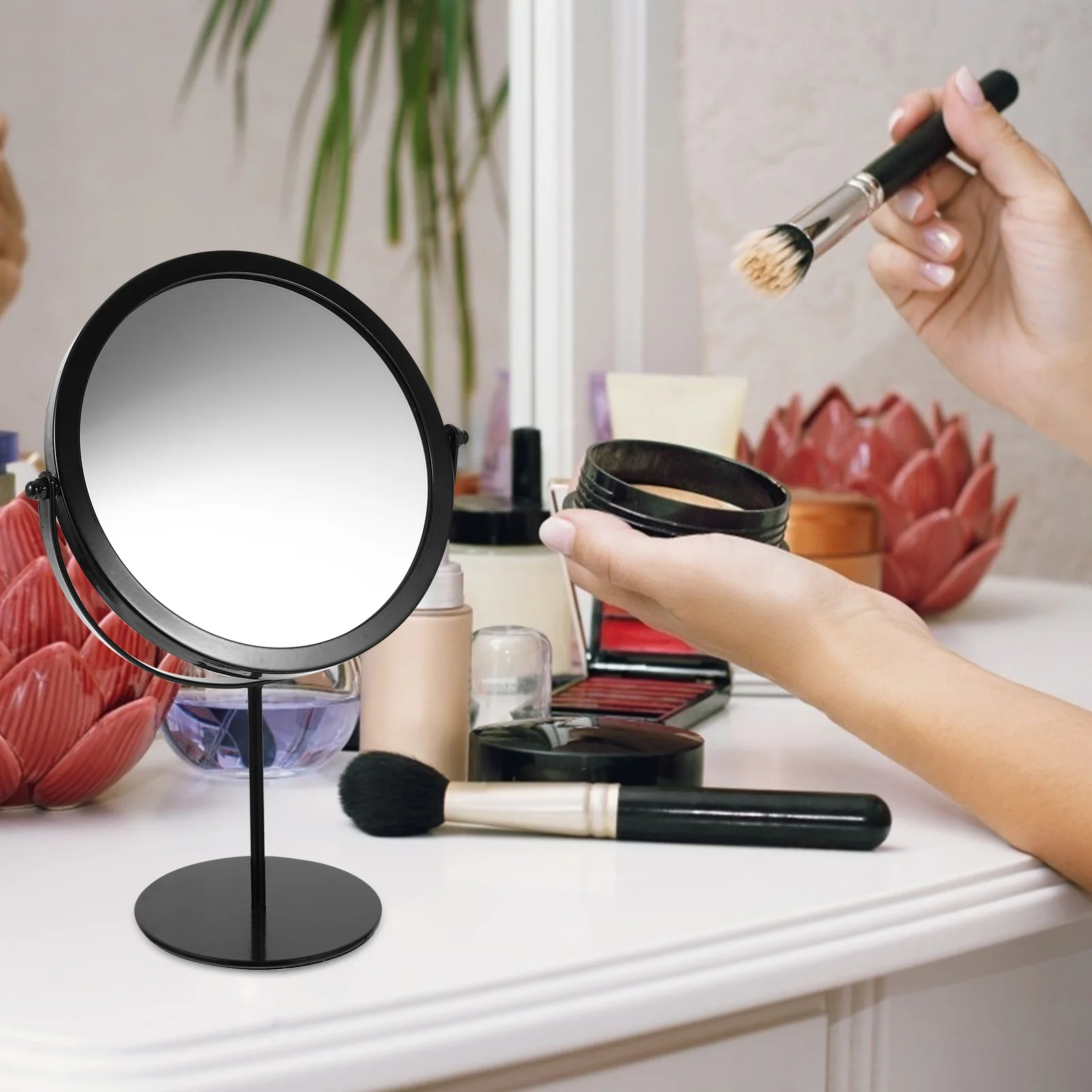 مرآة مكياج دوارة لسطح المكتب، مرآة عالية الوضوح غير مشوهة للاستخدام المزخرف في غرفة النوم والحمام #3