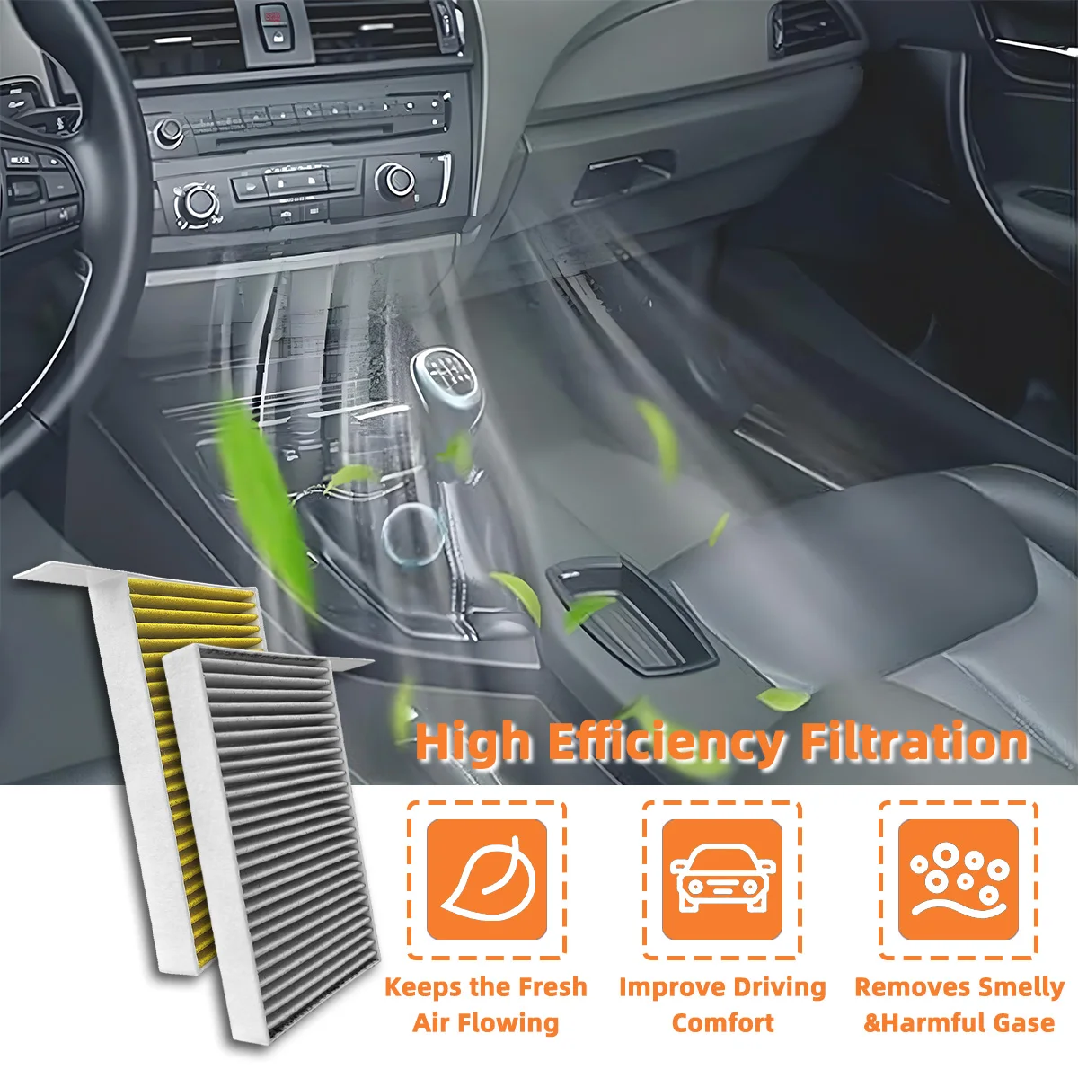 Innenraumluftfilter passend für Tesla Model 3/Y mit eingebautem Aktivkohlefilter, 1107681-00-A, 1107681-00-B, CF12774, FP25015 – Detail 3
