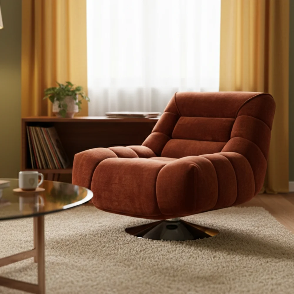 #Modern Luxury Fabric Sofa Chair High Back Swivel Chair For Living Room Bedroom Accent Lounge