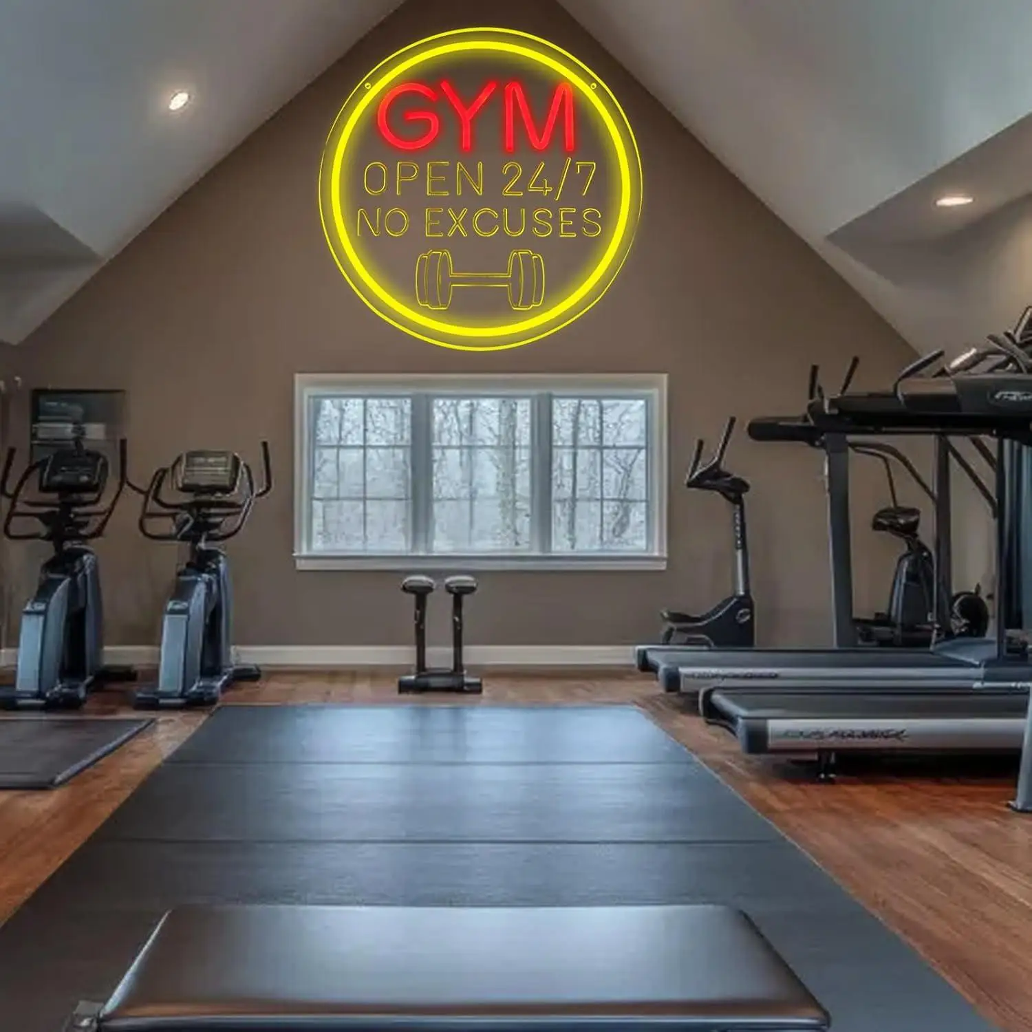 Gym 24/7 Neon LED Sign - usage example
