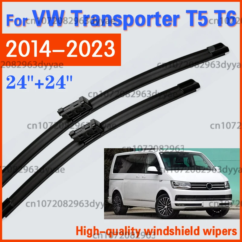 For VW Transporter T5 T6 Caravelle Multivan 2014 - 2023 2PCS Wiper Front Wiper Blades 24''+24'' Windshield Windscreen Window