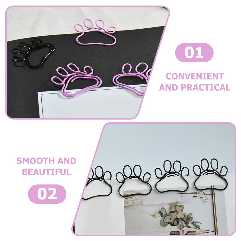 50 قطعة لطيف القط مخلب على شكل دبابيس ورق مقاطع ورق معدنية قوية للأظرف بطاقات ملف المستندات مريحة مكتب الملحقات