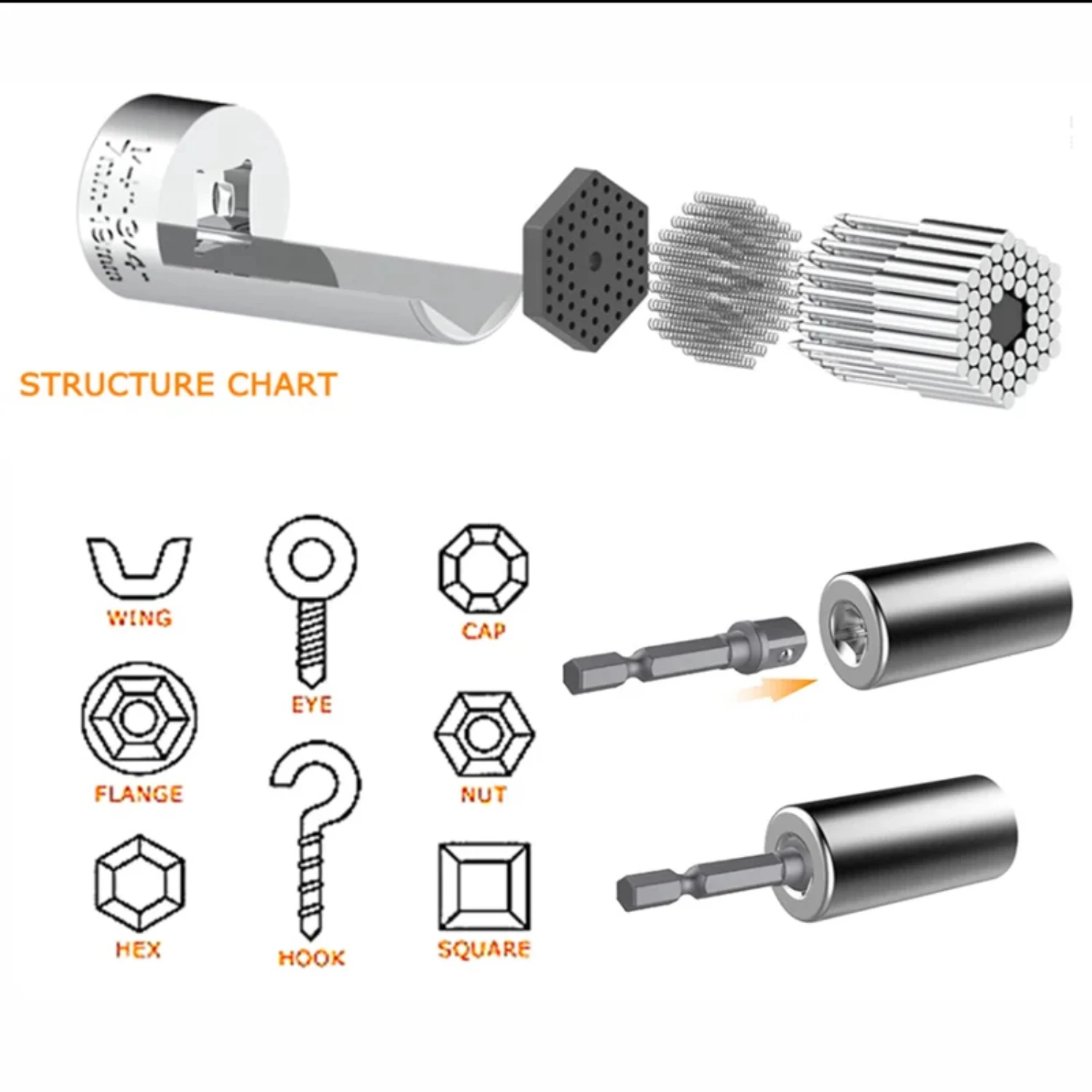 Juego de llaves dinamométricas, funda de enchufe de 7-19mm, taladro eléctrico, casquillo de trinquete, llave, agarre mágico, herramientas manuales múltiples, 1 ud.