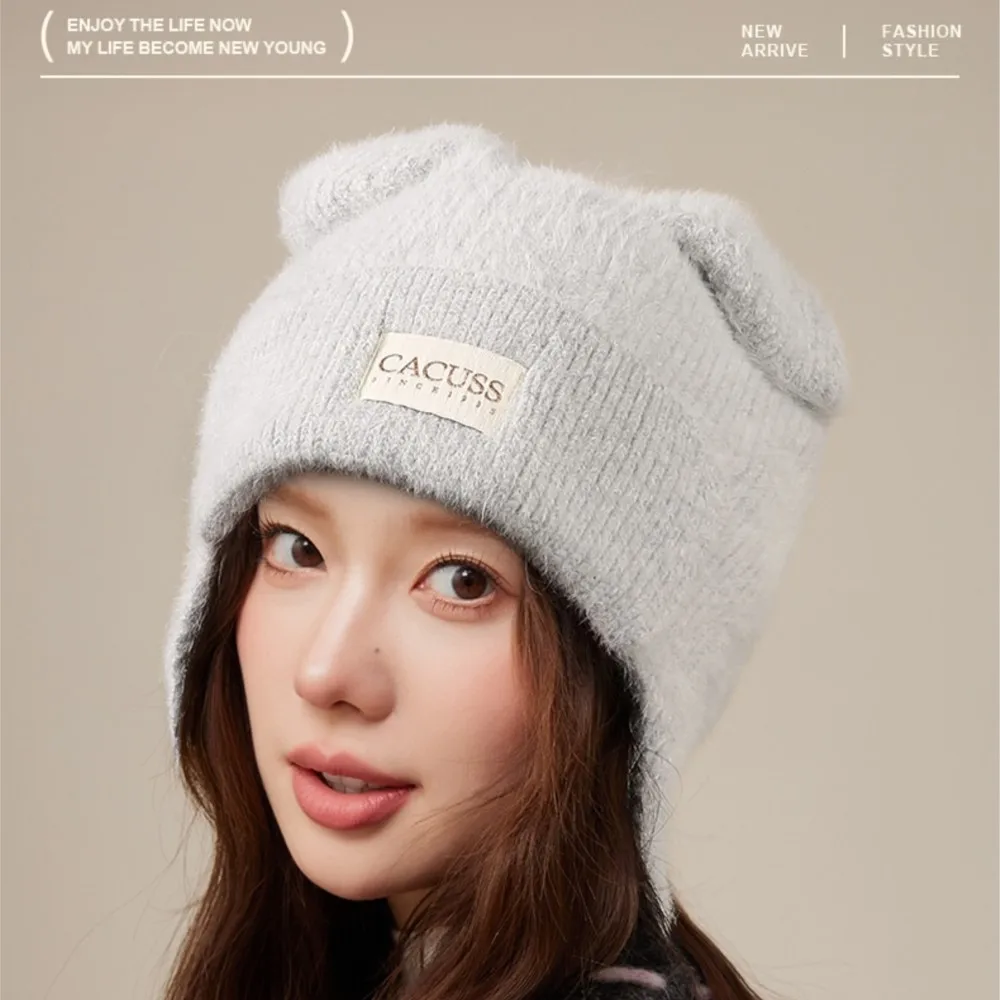 ギフトに最適。クラシックなラビットファーのニット帽。サイズは56～62cm。白、グレー、ベージュ、ピンク。女性用。冬に暖かく、柔らかく、快適に着用できる、普段使いにぴったりの新しいスタイル。