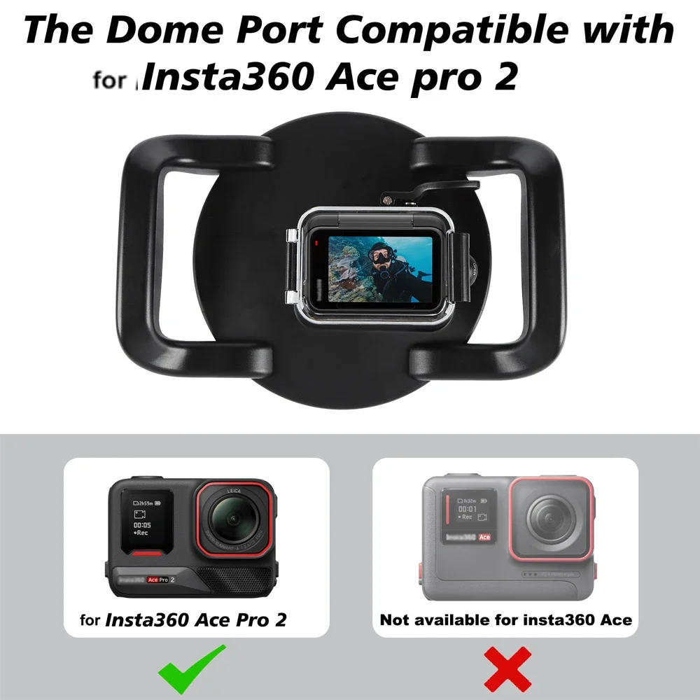 Underwater Dome Port for Insta360 Ace Pro 2 Camera,Anti- Scratch, Well-Designed Hatch Closure System,Waterproof up to 30M/98.4FT