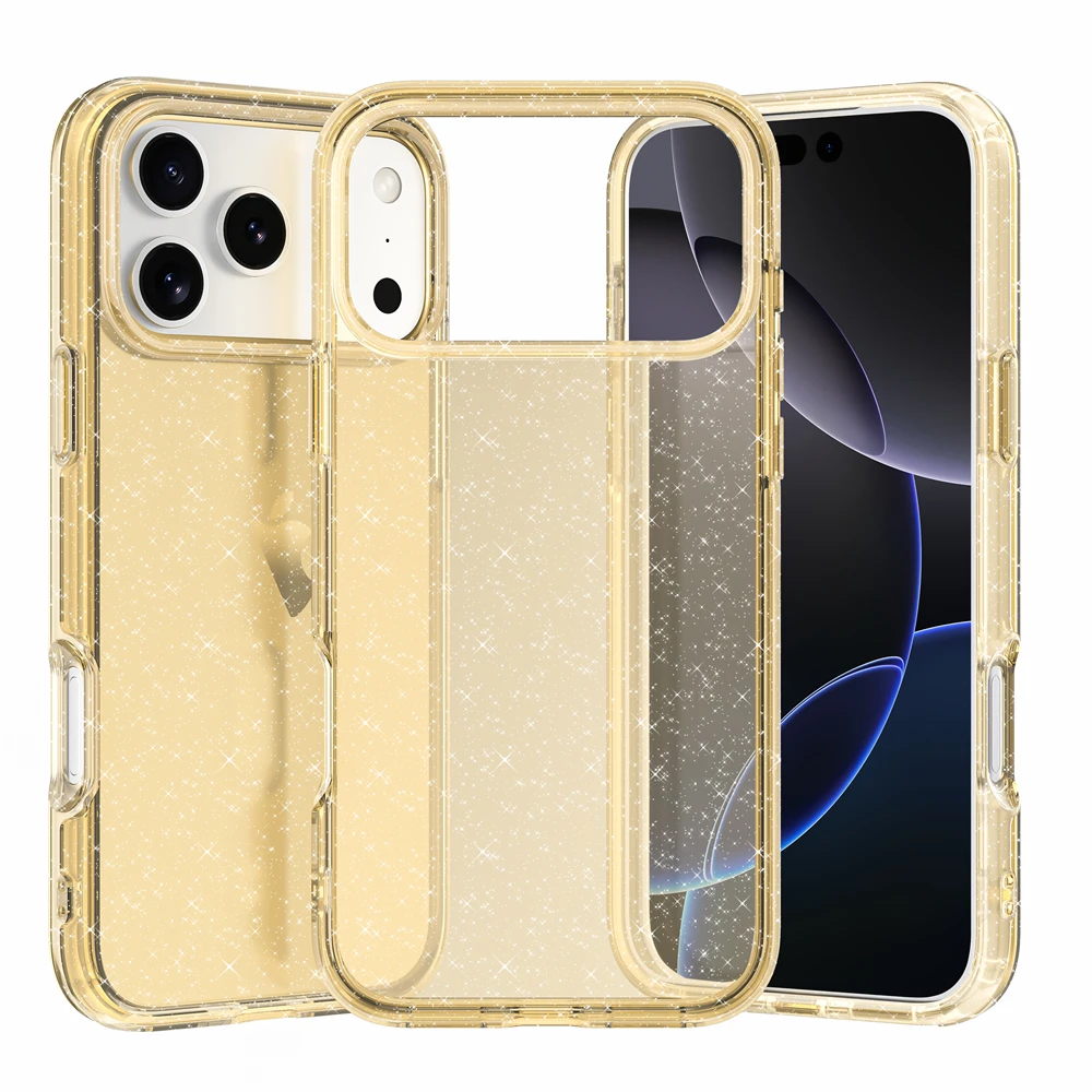High Quality Glitter Transparent Case For IPhone 18 Pro 17 16 E 15 14 13 12 11 Pro Max Air Plus Shockproof Clear Protect Cover