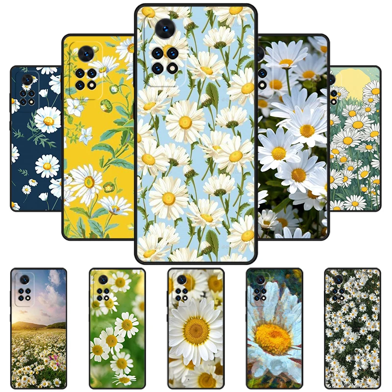 Daisy White Yellow Flower Phone Case For Redmi Note 11 EPro 11S 10 10T 9S Promax 8 Pro Xiaomi Mi 10 11 12X 12S Ultra Cover