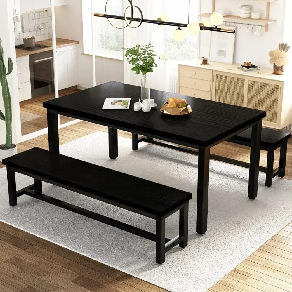 Dining Room Table Set, Kitchen Set with 2 Benches, Ideal for Home, and Room,High Quality Modern Design Dining Room Sets