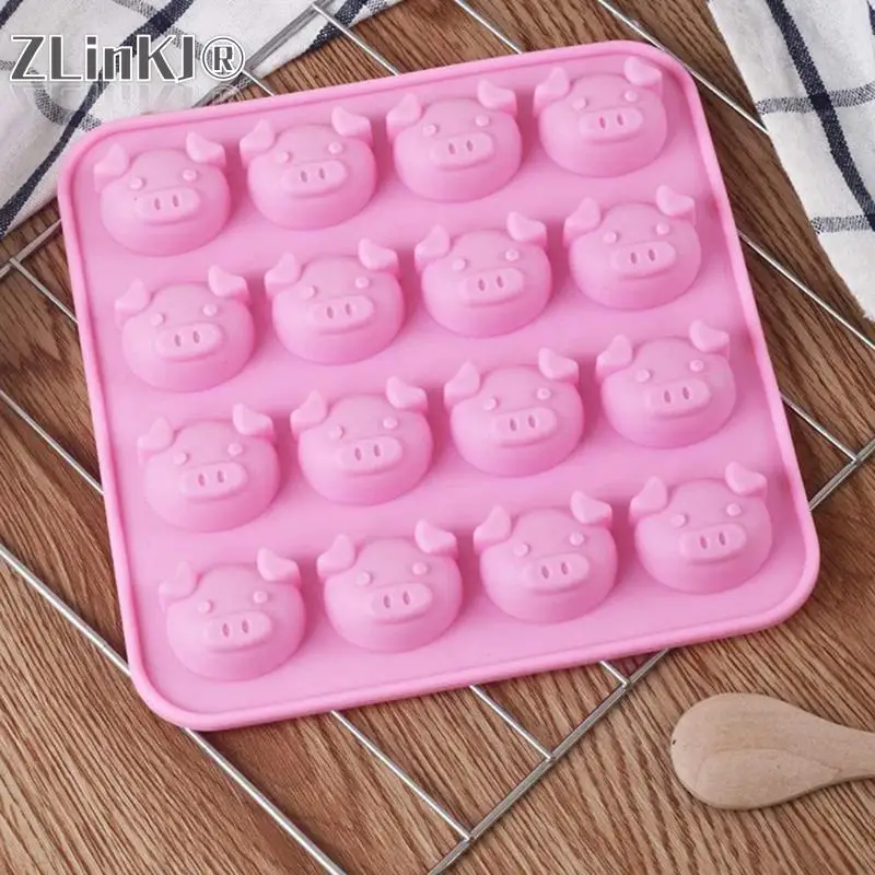 Pig Shape Silicone Mold 16-Cavity Fondant Soap Candy Fondant Chocolate Mould DIY Chocolate Cookies Cake Molds Kitchen Accessory