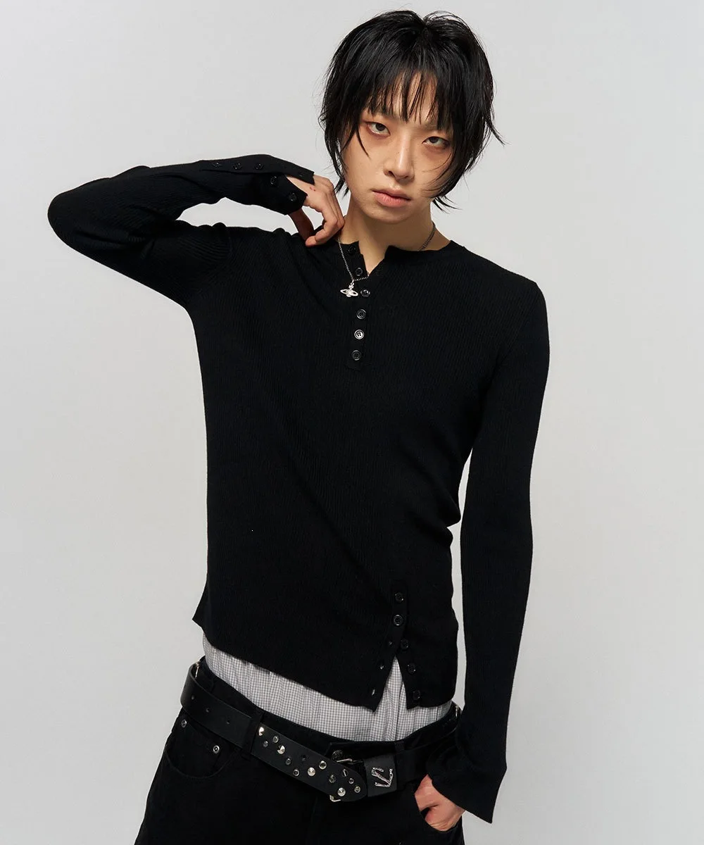 Damen Y2K Geripptes Strickoberteil, Langarm, Knopfverzierung, Slim Fit, Rundhalsausschnitt, Pullover, lässige Streetwear, Herbstmode, Bluse für Mädchen – Detail 3