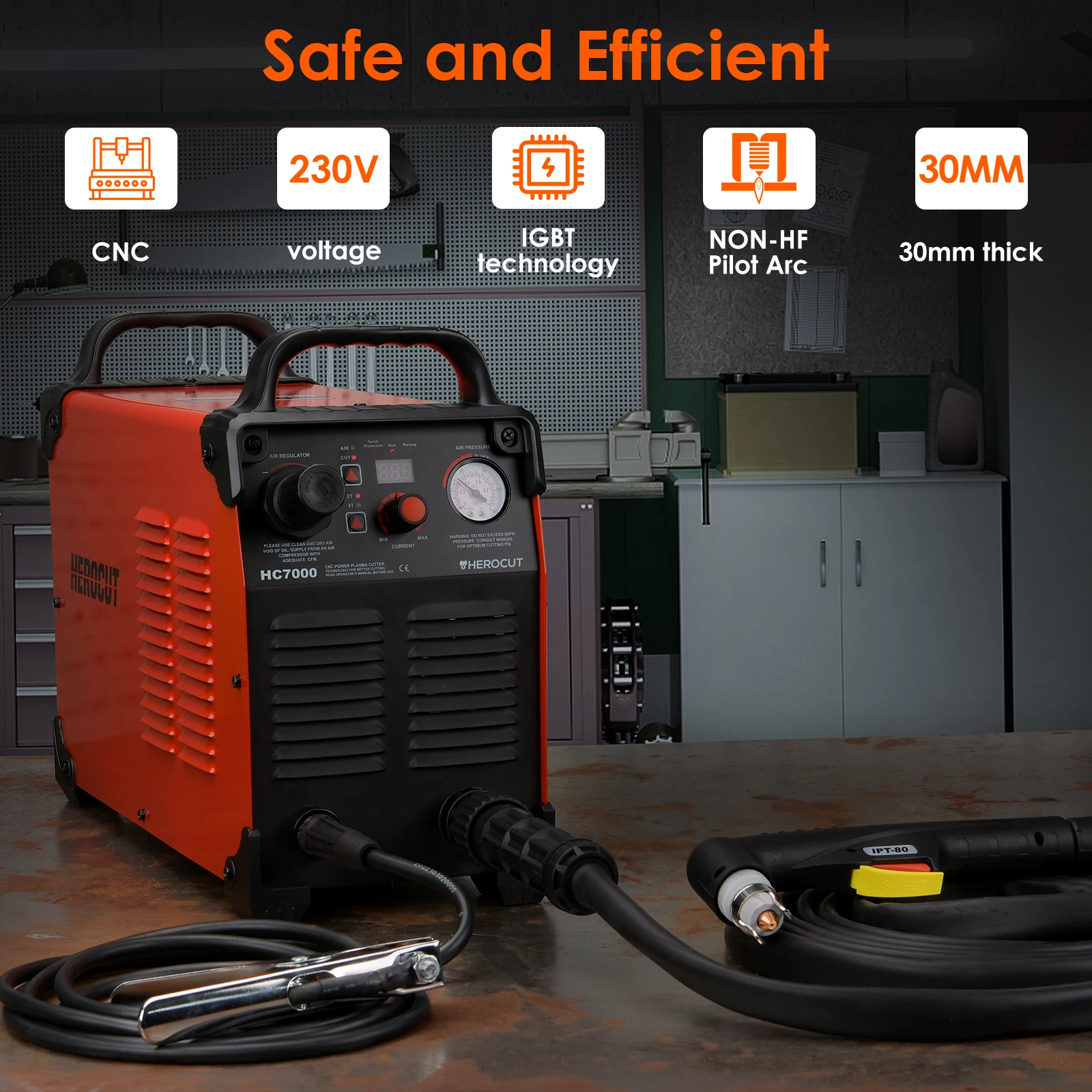 CNC الطيار قوس البلازما القاطع HeroCut HC7000 غير HF ضربة الظهر 220 فولت عالية الجودة آلة قطع البلازما 25 مللي متر قطع نظيفة