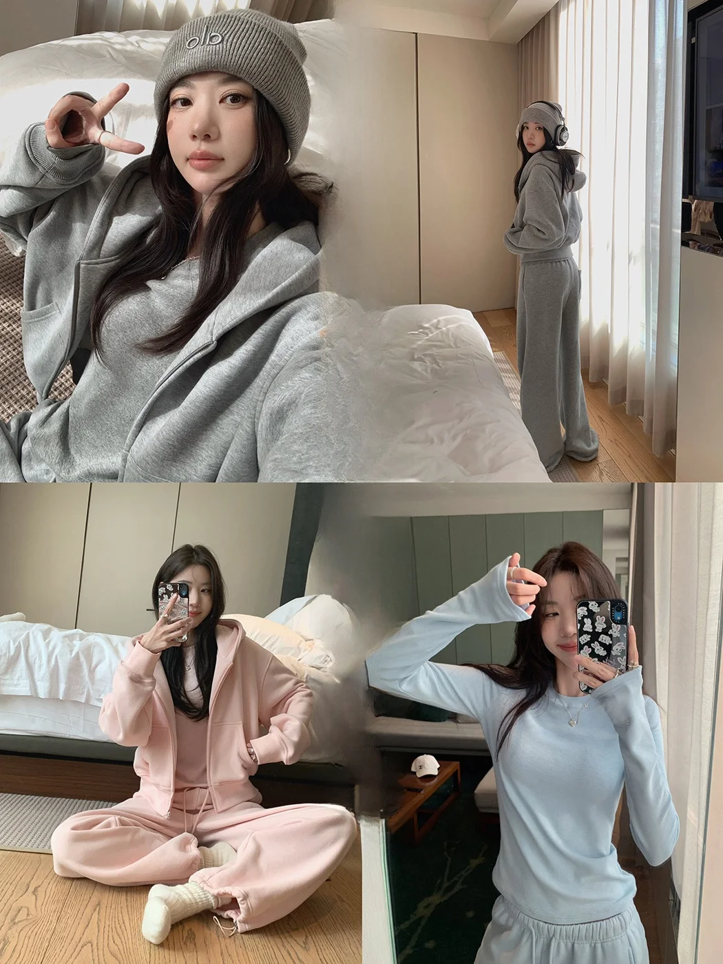 

Ibell Zhang Bumblebee Hooded Zipper Sweatirt Inner Wear Two-Way Casual Pants Cotton Candy All-In-One Velvet Tee-Piece Set