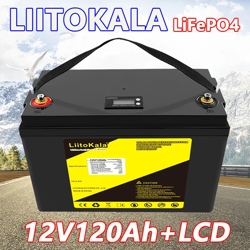 LiitoKala 12V 120Ah LiFePO4 Battery 12.8V Power Batteries 4000Cycles For RV Campers Golf Cart Off-Road Off-grid Solar Wind