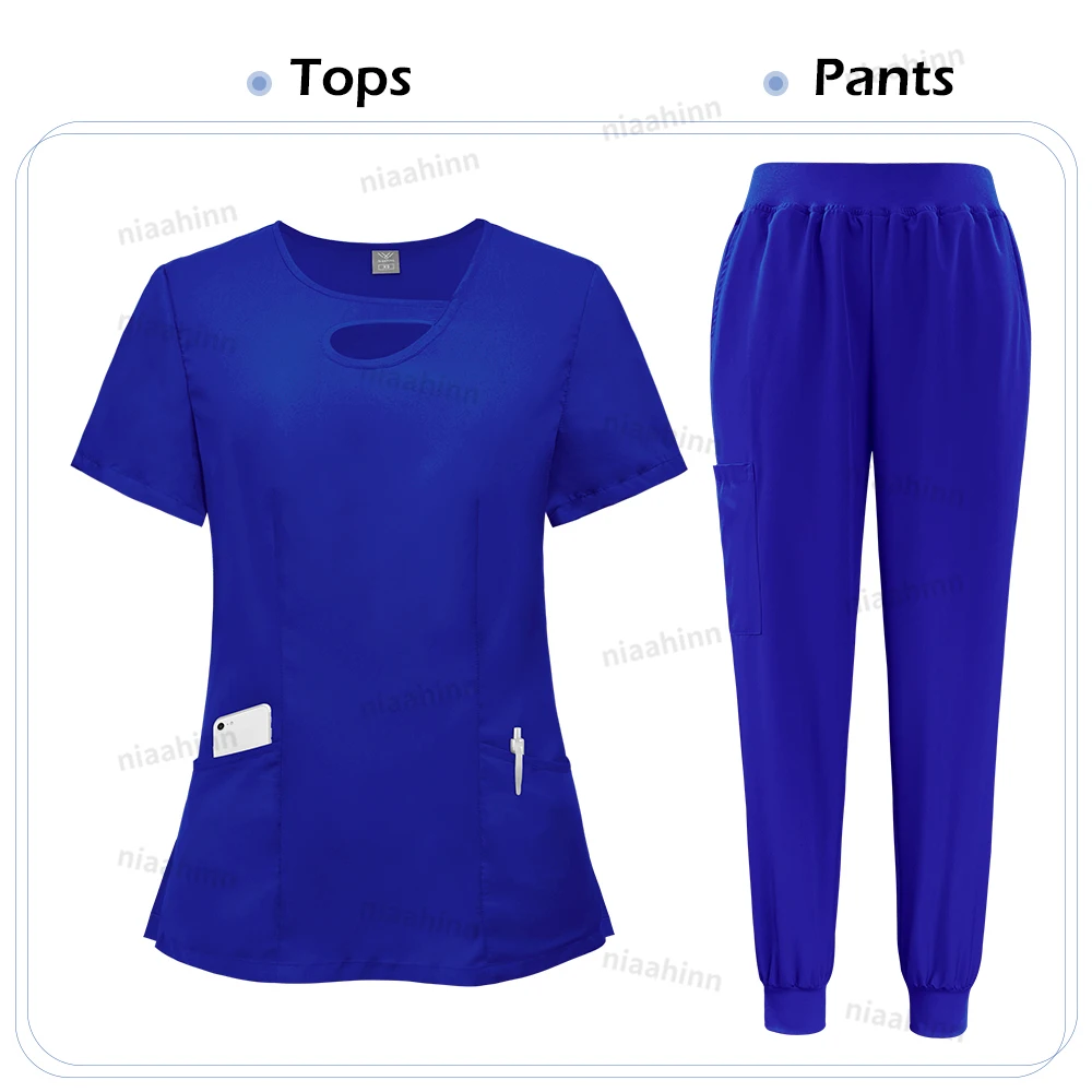 Niaahinn Mode Krankenhaus Uniformen Krankenschwester Schönheit Dental Salon Arbeitskleidung Uniform Medizinische Peelings Sets für Frauen Atmungsaktive Peeling – Detail 16