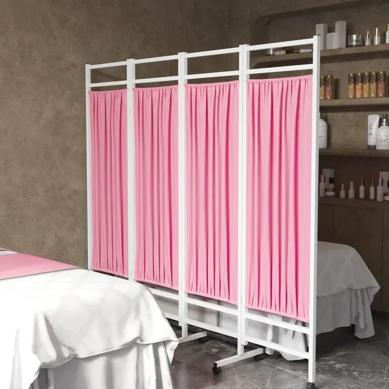 Mobile Medical Screen Partition Folding Iron Fabric Wheel Hospital Clinic Beauty Salon Health Privacy Divider