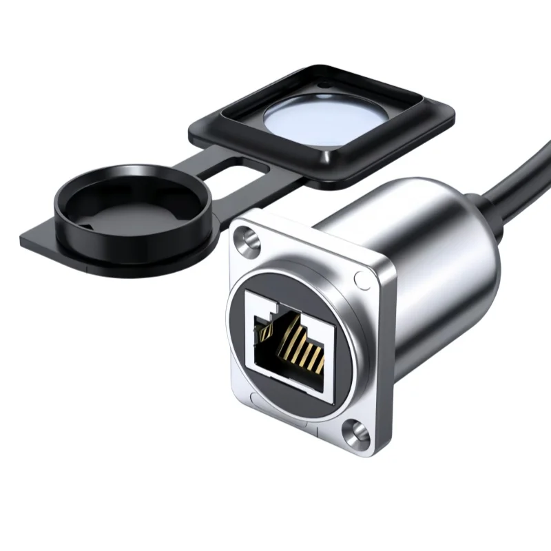 Industrial RJ45 bus bar with screw hole fixed net socket with front hardware panel socket of chassis