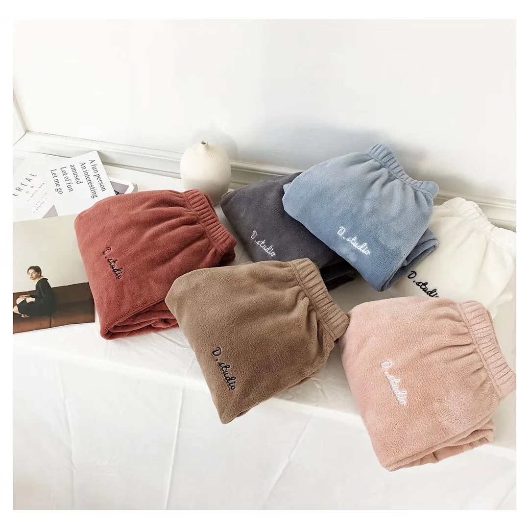 Womens Plush Coral Fleece Lounge Pants Thermal Thick Sleepwear Cozy House Pants With Pockets Lazy Day Loungewear For Winter