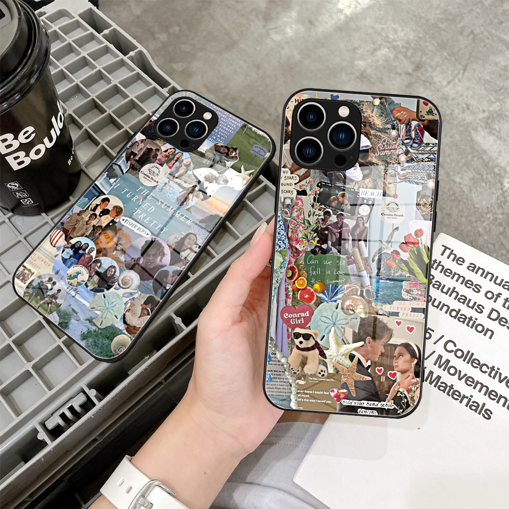 For Iphone 14 The Summer I Turned Pretty Phone Case Glass for IPhone 13 14 12 11Pro XR XS MAX 14 Plus SE Pro Design Glass Cover