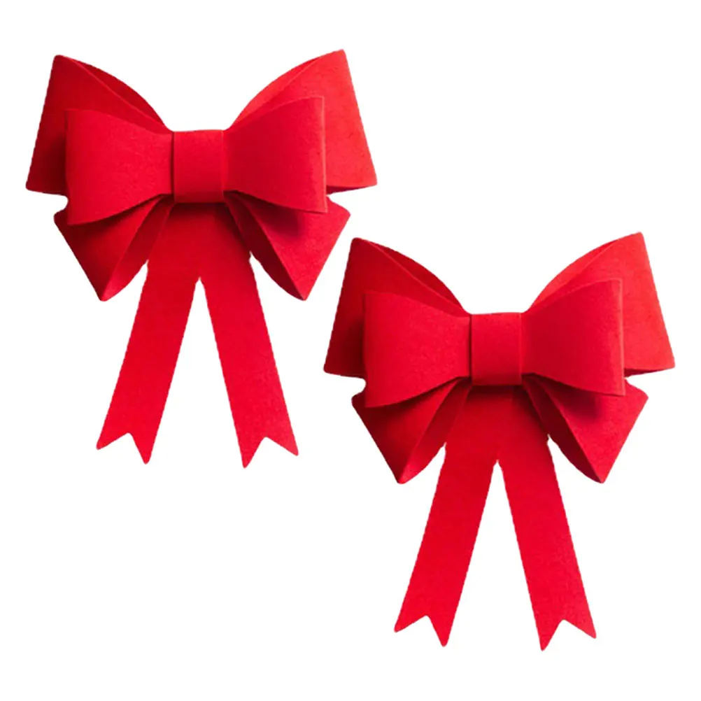

2Pcs Red Wreath Bows Oversized Bow Tie for Christmas Tree Decorations Holiday Wedding Event Curtain Drape Tiebacks Window