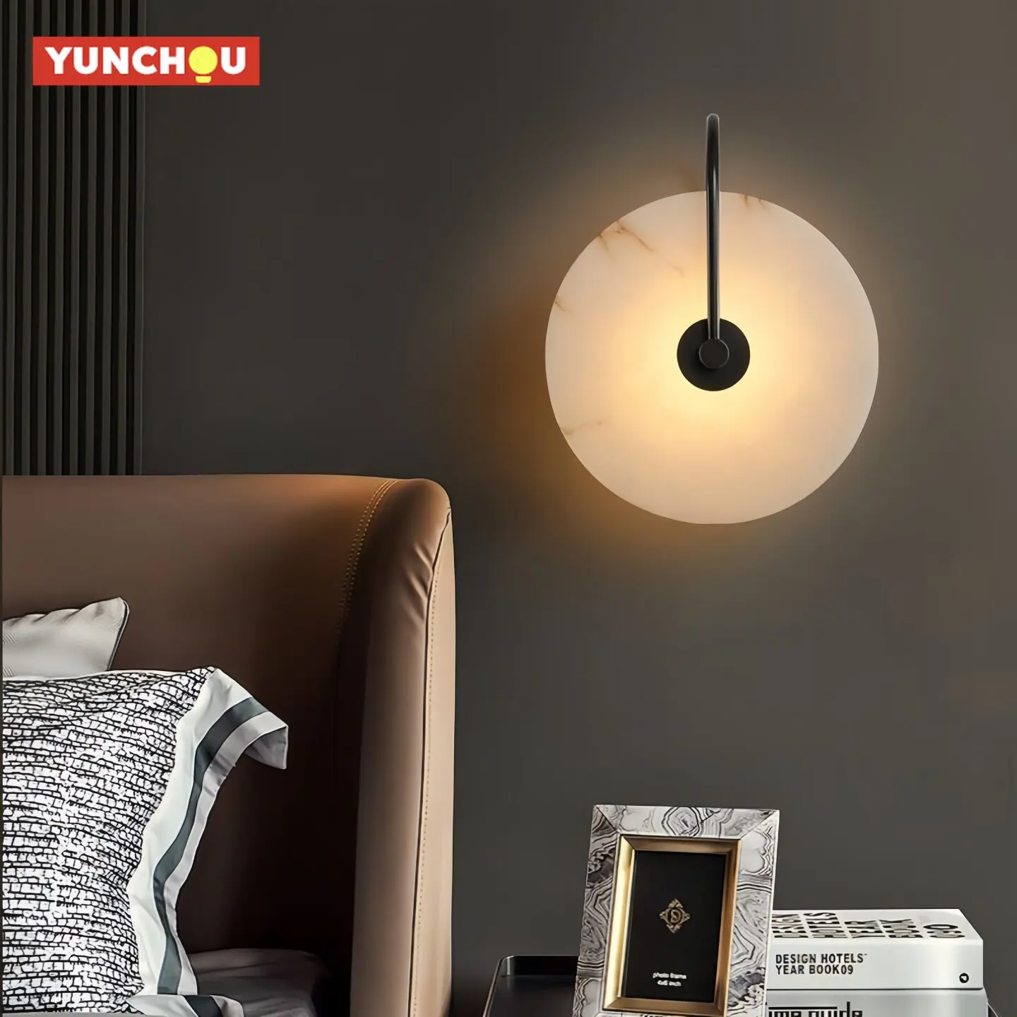 

Настенный светильник Nordic Marble Moon LED: Современный минималистичный прикроватный светильник для гостиной, спальни, отеля, коридора, домашнего декора