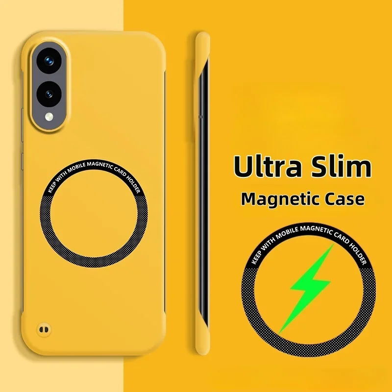 

Ультратонкий безрамный чехол для Samsung Galaxy S25 Edge S24 Ultra S23 Plus FE S22 Magsafe с магнитным беспроводным зарядным устройством, чехол для телефона