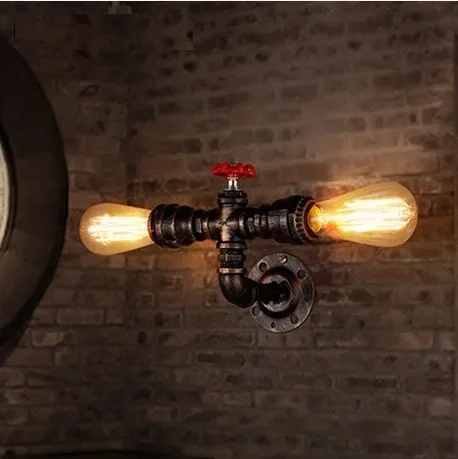 

Nordic Loft Style Industrial Water Pipe Lamp Vintage Wall Light For Home Antique Bedside Edison Wall Sconce Indoor Lighting