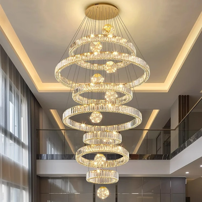 Modern home decoration crystal chandelier, stair Pendant lamp, living room Pendant lights, interior lighting