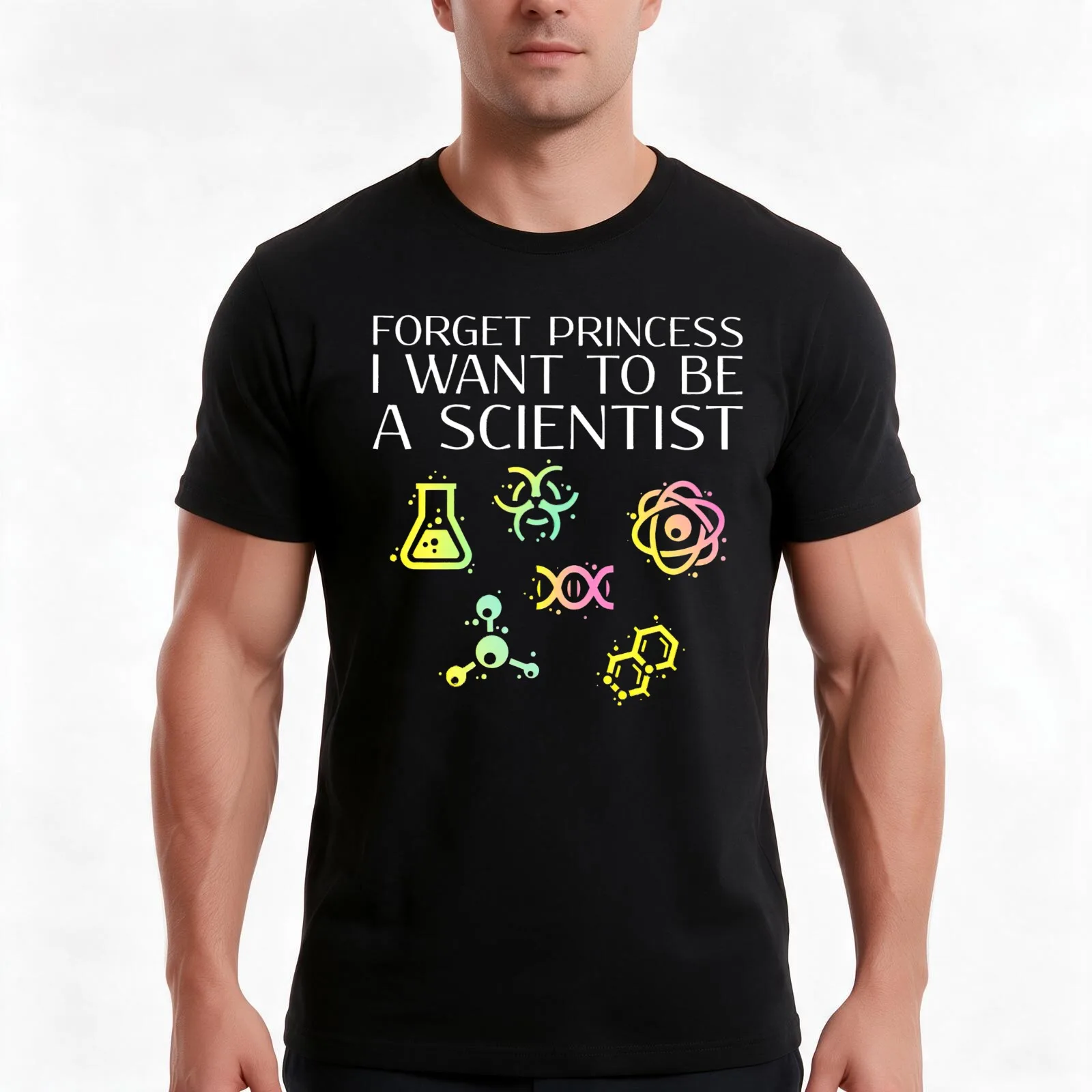 Forget princess I want to be a scientist T-Shirt, Summer Casual Cotton Tee, Oversized Streetwear Tops, Vintage Graphic Print
