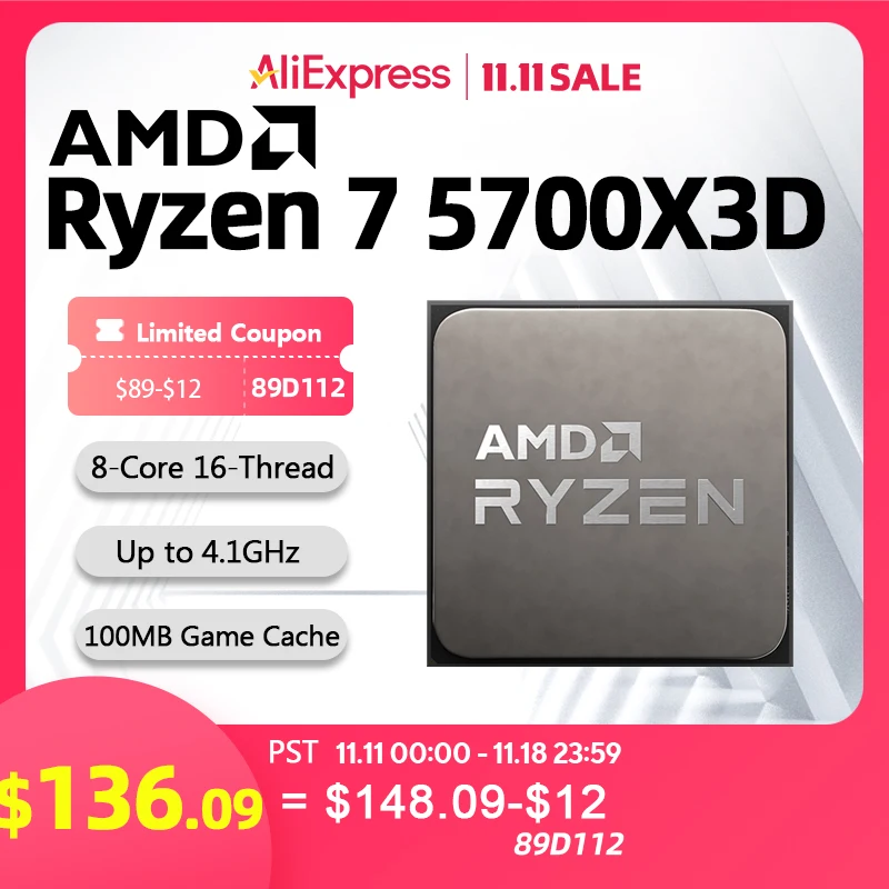 AMD RYZEN™ 7 5700X3D 100% Brand New CPU Gaming Processor 8-Core 16-Thread 4.1GHz 7NM 100MB Game Cache Socket AM4 Processor