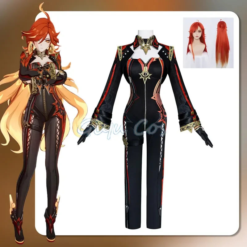 

Genshin Impact Mavuika Cosplay Costume Uniform Wig Anime Halloween Costumes for Women Game # 1 # W.