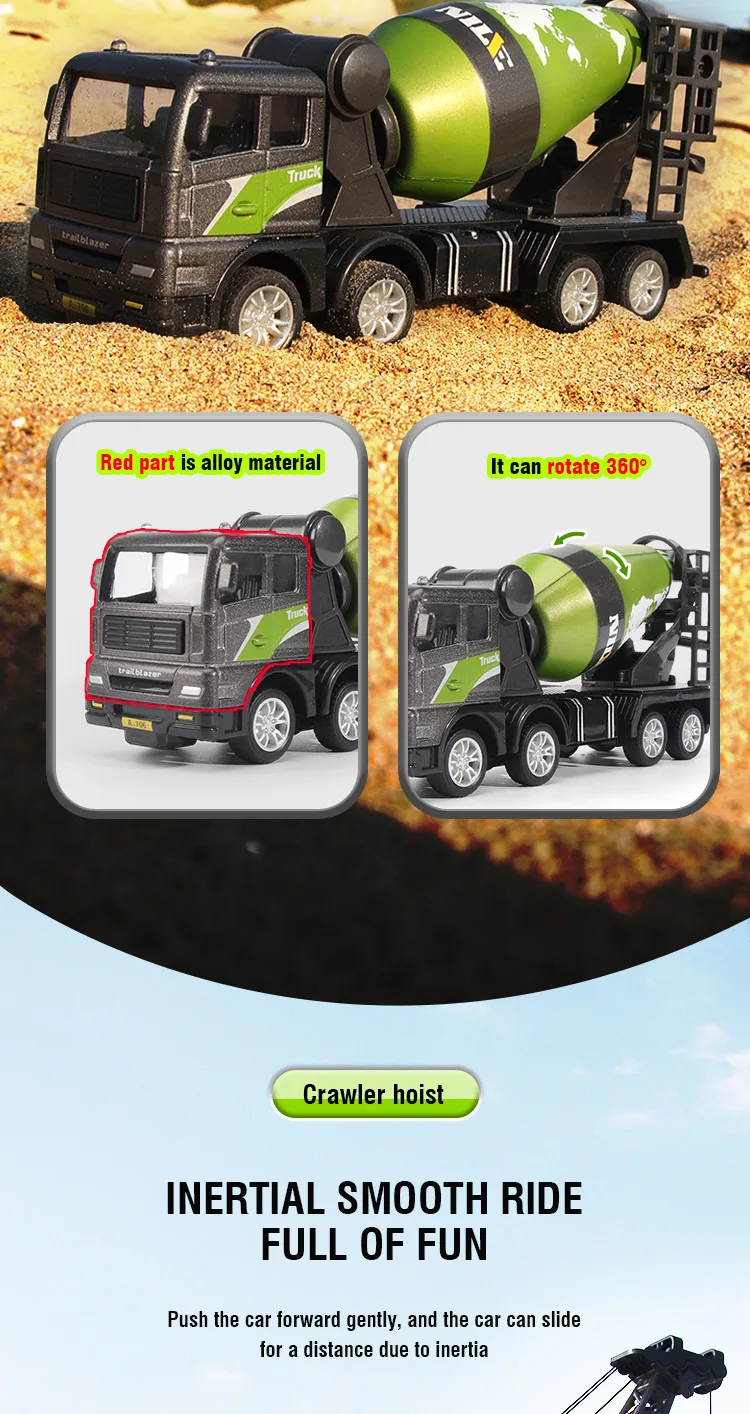 1/50 Diecast Engineering Fahrzeug Bagger Bulldozer Auto Modell Simulation Legierung Kopf Dumper Lkw Kran Tanker Spielzeug für Kinder Jungen – Detail 4
