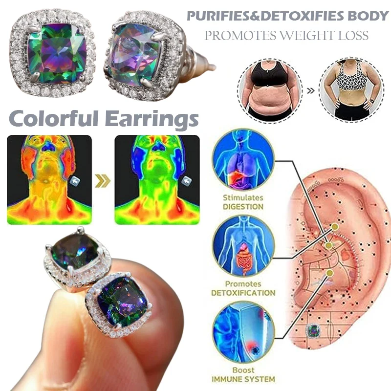 

Lymphatic Drainage Women's Earrings Fashion Colorful Cubic Zirconia Earrings Geometric Weight Loss Slimming Earrings Jewelry