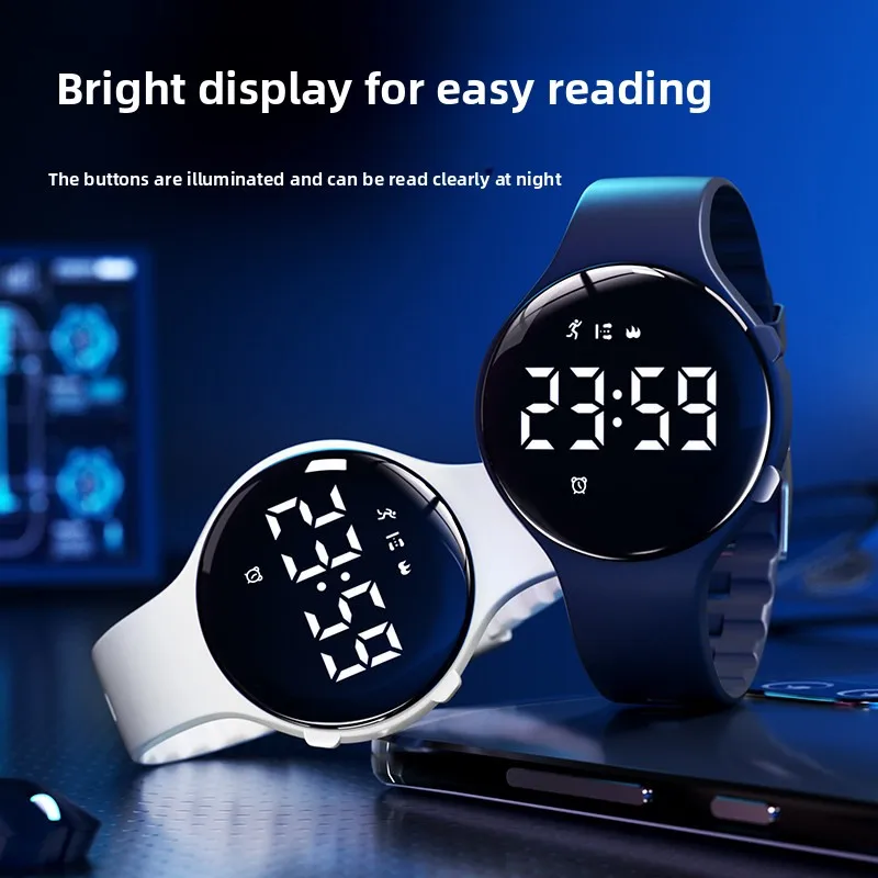 LED Digital Alarm Clock Watch Adjustable Silicone Snooze-proof Alarm Bracelet with Running Pedometer Waterproof Vibrating Alarm