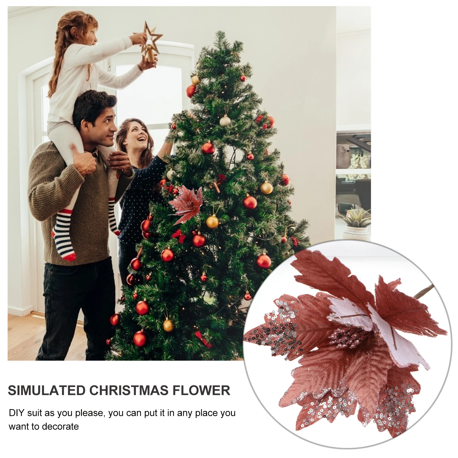 

Artificial Christmas Flower Simulated Xmas Fake Poinsettia Decoration Handmade Lint for Poinsettias
