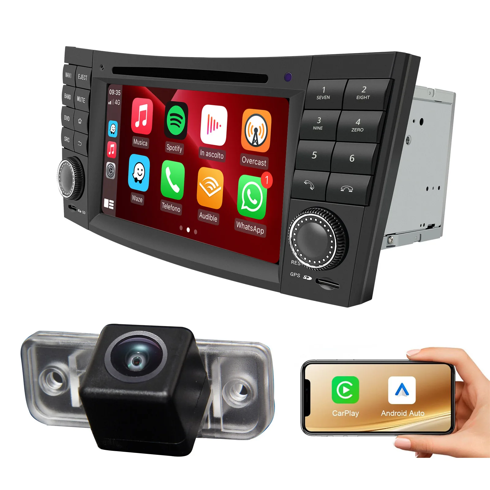 

Android Car radio Carpaly GPS Navigation HD Reverse camera For Mercedes-Benz CLS C219 S211 W211 W219 E55 E63 CLS55 CLS300 CLS500