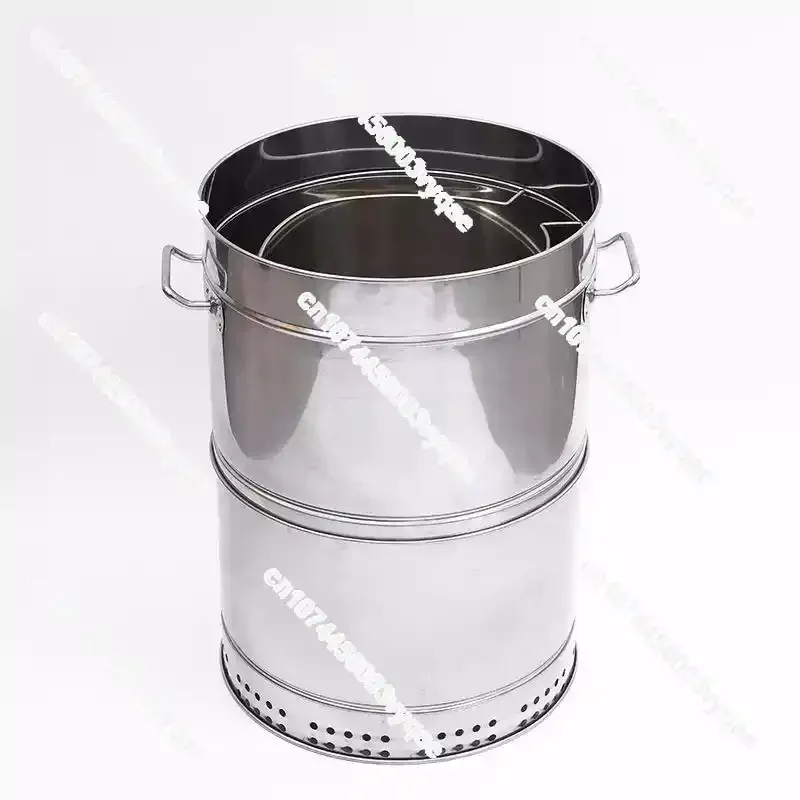 for Commercial & Outdoor UseSmokeless Stainless Steel BBQ Grill Portable Automatic Rotisserie Barrel Roaster