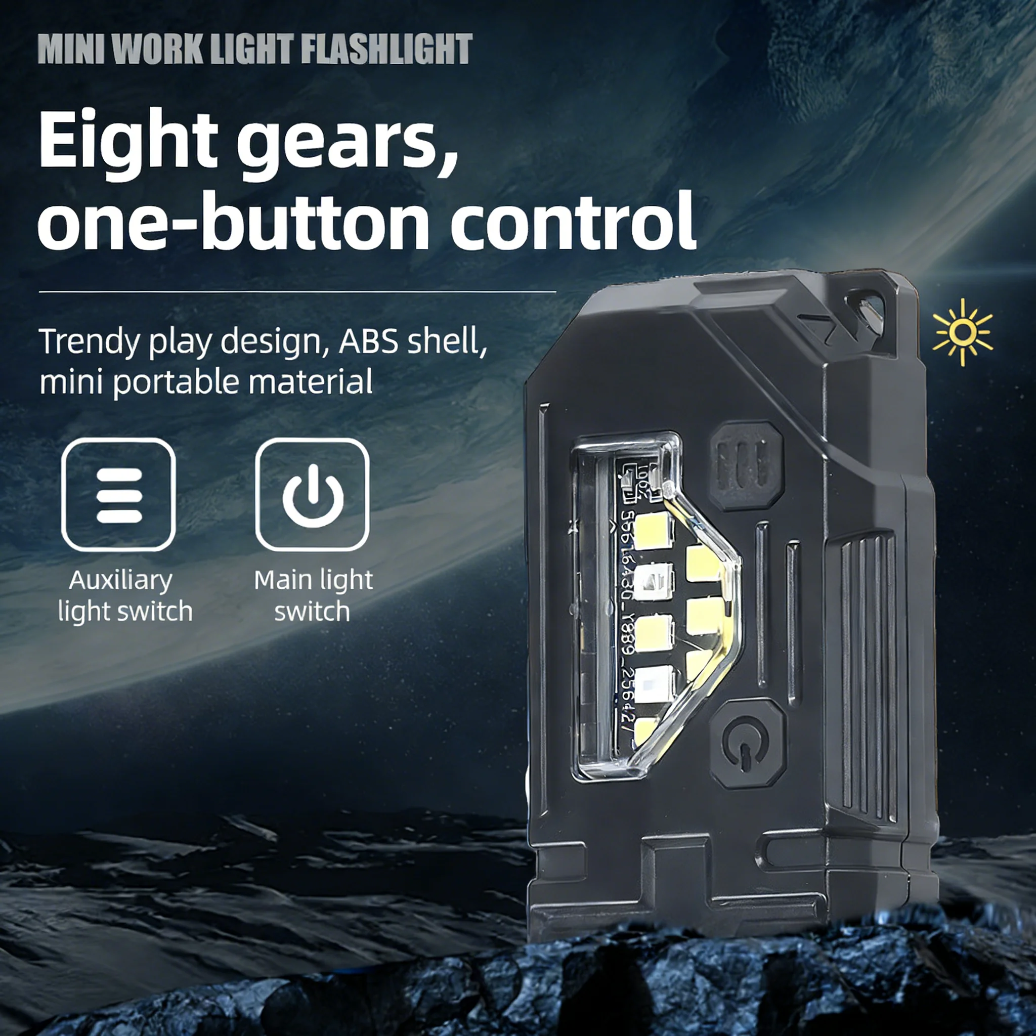 Multi Functional COB Flashlight Adjustable-Angle LED Outdoor Flashlight Portable Keychain Outdoor Portable Flashlight