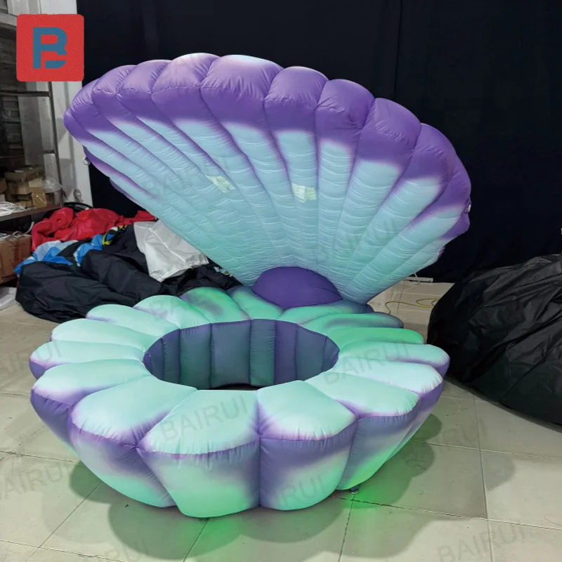 Inflatable shells, sofa water shell beds with LED lights, suitable for wedding dream party displays