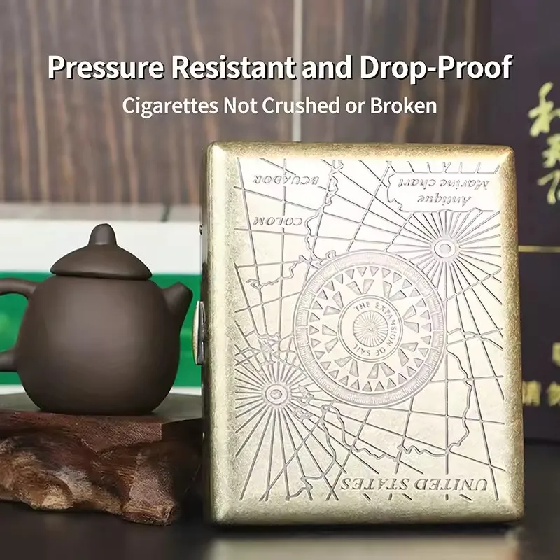 

Brass Metal Vintage Pattern Cigarette Case: Portable Flip-Top Storage Box – Timeless Smoking Accessory for Enthusiasts