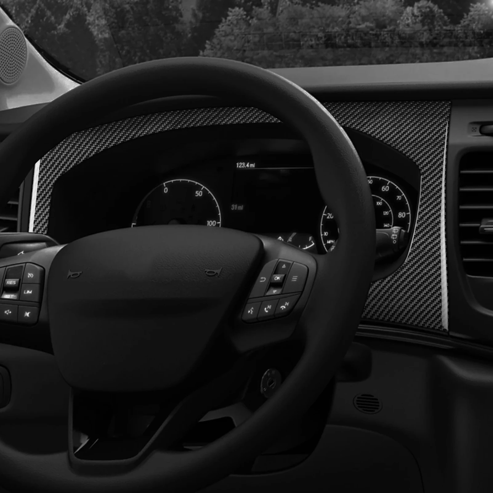For Ford Transit 350 2024-2025 Real Carbon Fiber Stickers Instrument Speedometer Panel Car Accessories Interior decorative