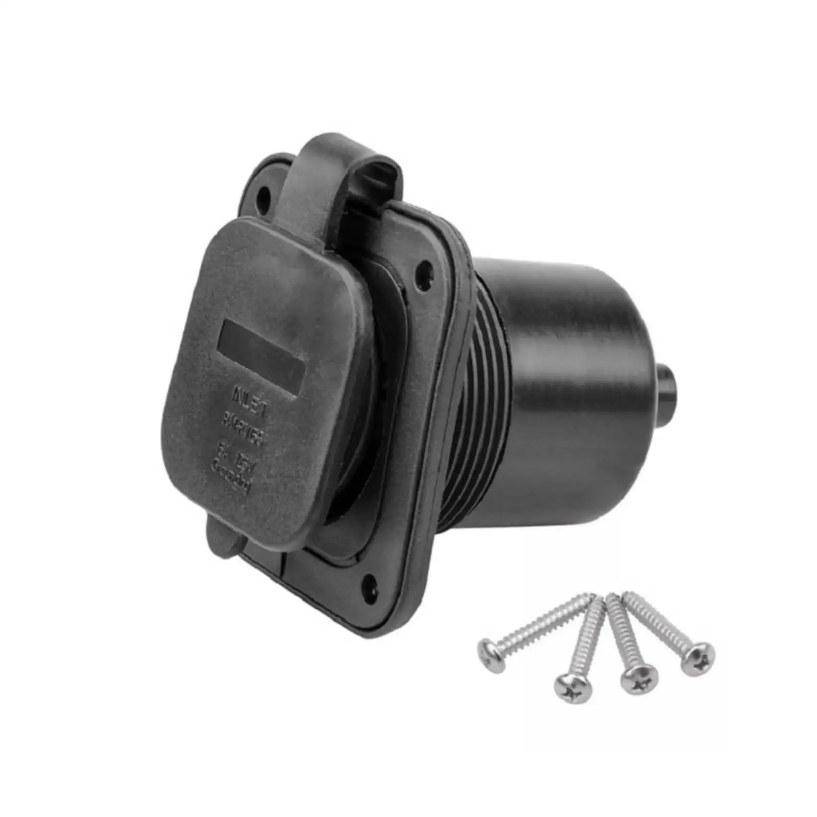 15 Amp AC Inlet Plug with Protective Lid for Custom Electrical Panel Wiring Connection Use