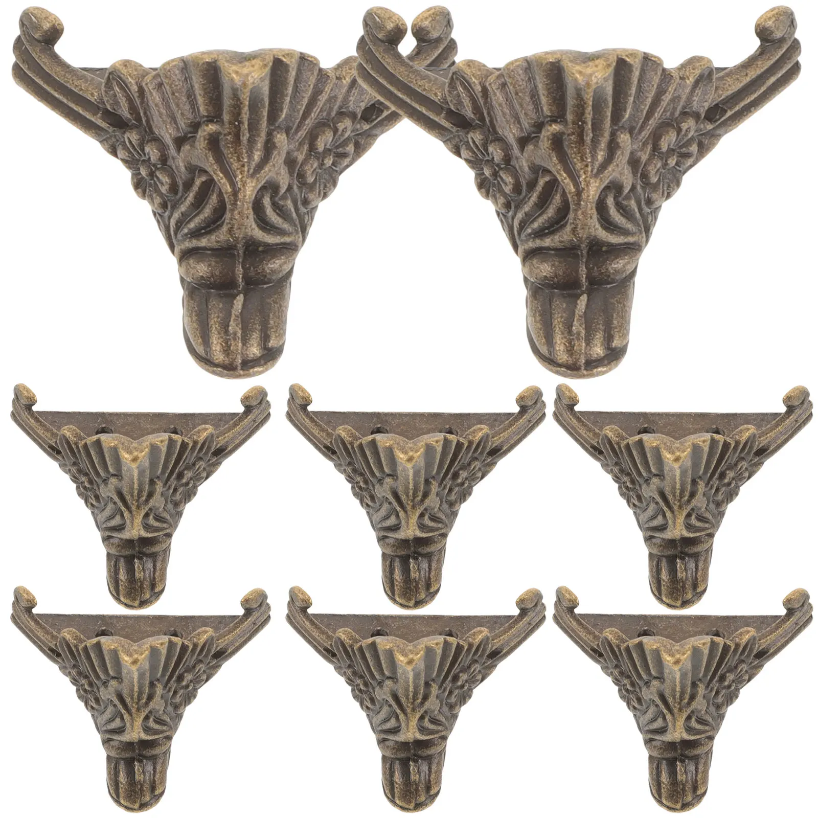 

8pcs Decorative Feet Zinc Alloy Furniture Legs Box Levelers Wood Case Corners Vintage Metal Protectors