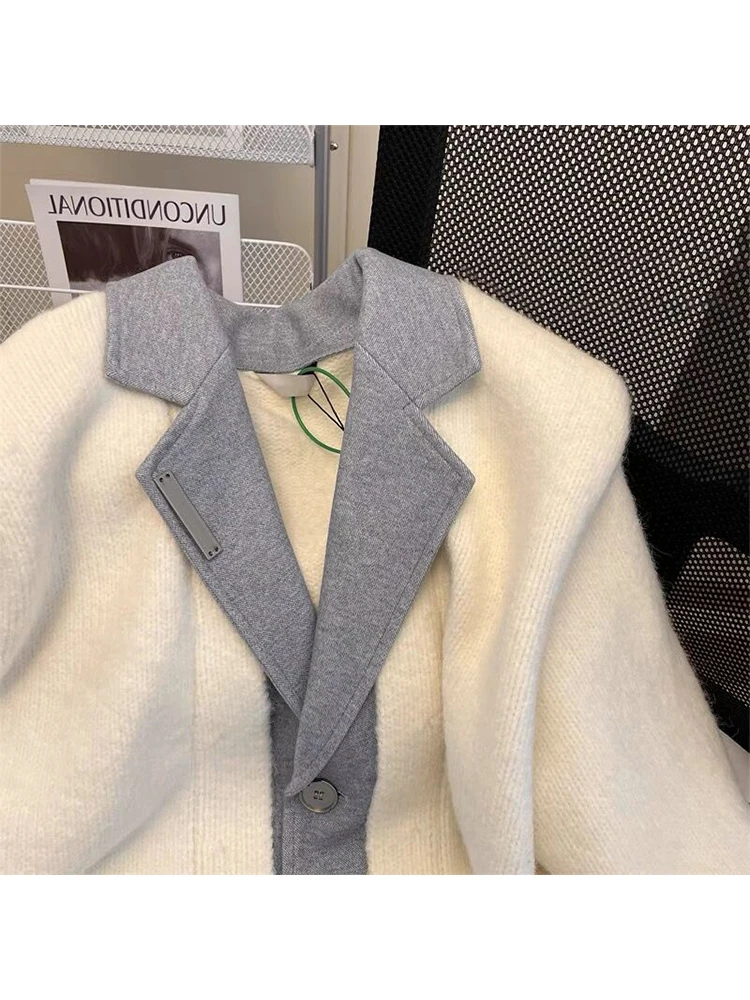 Women Knited Blazer Autumn 2022 Fashion Office Wear Double Breasted Cardigan Sweater Vintage Long Sleeve Tassel Coat Female