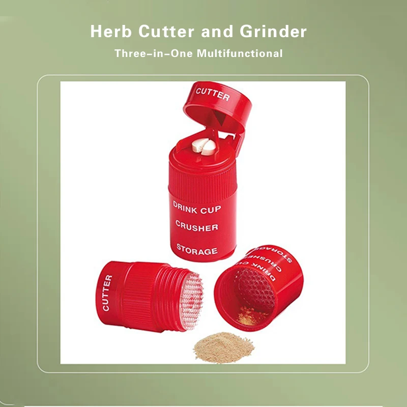 كسارة حبوب التخييم الخارجية المحمولة 2 في 1 أداة القطع والطحن الإبداعية للحبوب والفيتامينات مع كوب ماء قابل للفصل #4